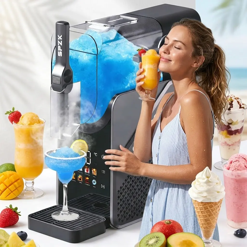 Slushie & Soft Serve Maker, Touch Screen, Temp Display, Compressor, 7 Presets, Auto-Clean, 24H Cold