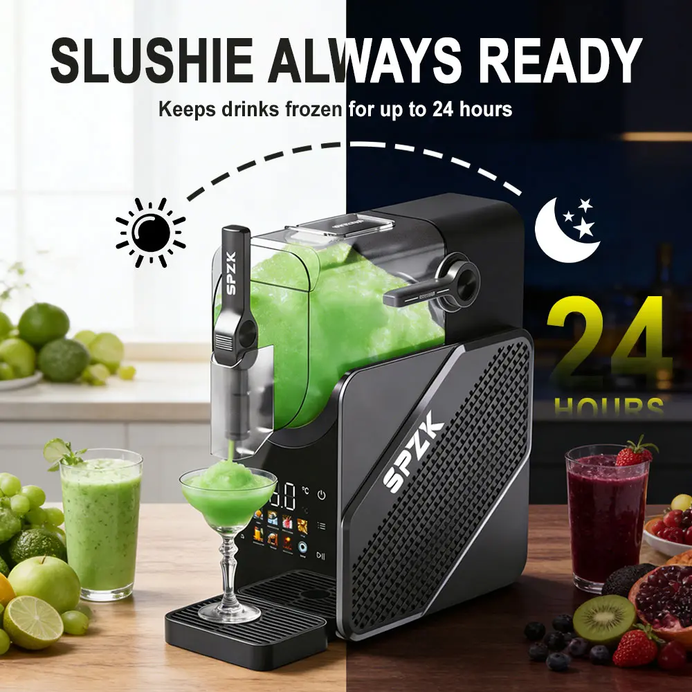 Slushie & Soft Serve Maker, Touch Screen, Temp Display, Compressor, 7 Presets, Auto-Clean, 24H Cold