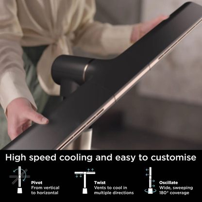 TurboBlade Bladeless Fan, 20m Airflow, Quiet, 10 Speeds, 180° Osc., Remote, Timer