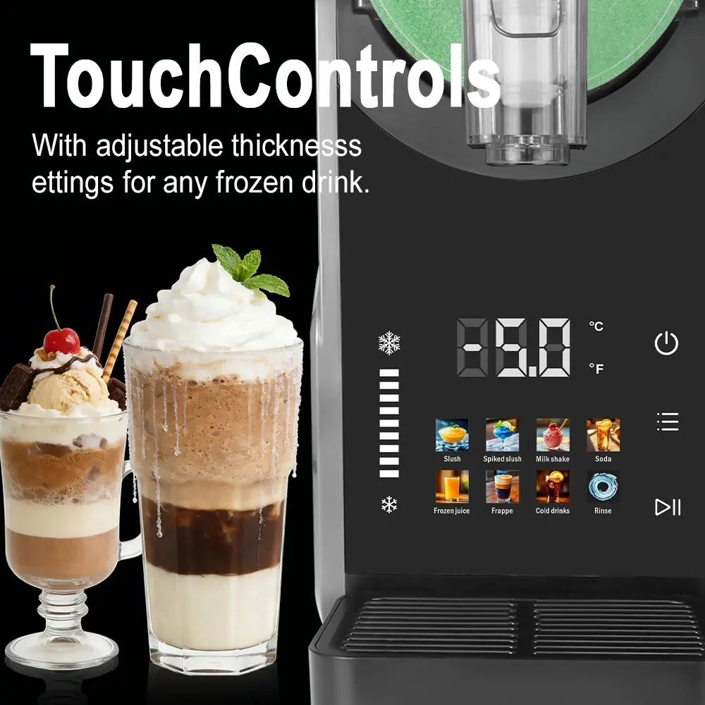 Slushie & Soft Serve Maker, Touch Screen, Temp Display, Compressor, 7 Presets, Auto-Clean, 24H Cold